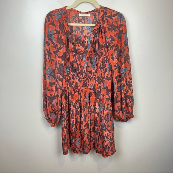 New Ulla Johnson Sefia Long-Sleeve Pleated Mini Dress, Size 4 - Picture 4 of 16